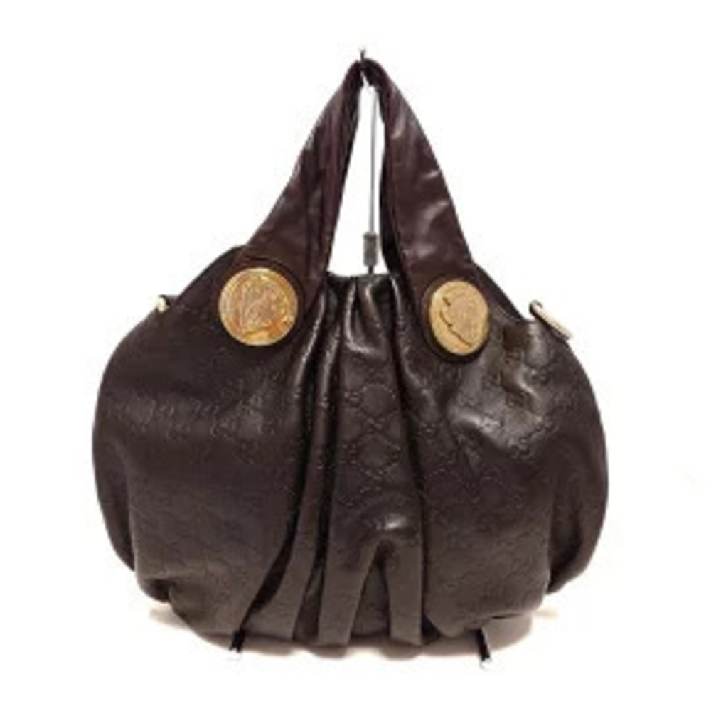 Gucci Guccissima Hysteria Tote Bag Dark Brown Leather